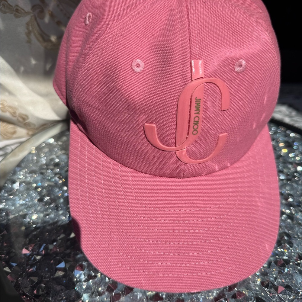 NWT Jimmy Choo Pink Logo Baseball Cap - Picture 2 of 8